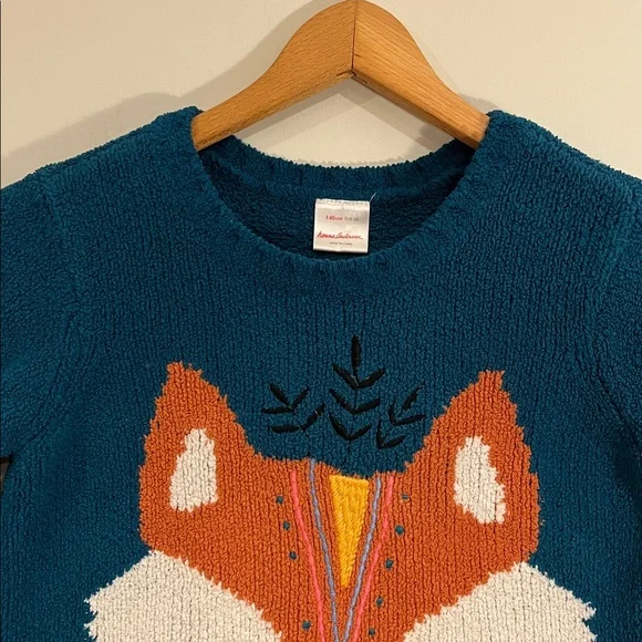 HANNA ANDERSSON Critter Marshmellow Fox Knit Crewneck Sweater Girls 10 EUC - Picture 3 of 6
